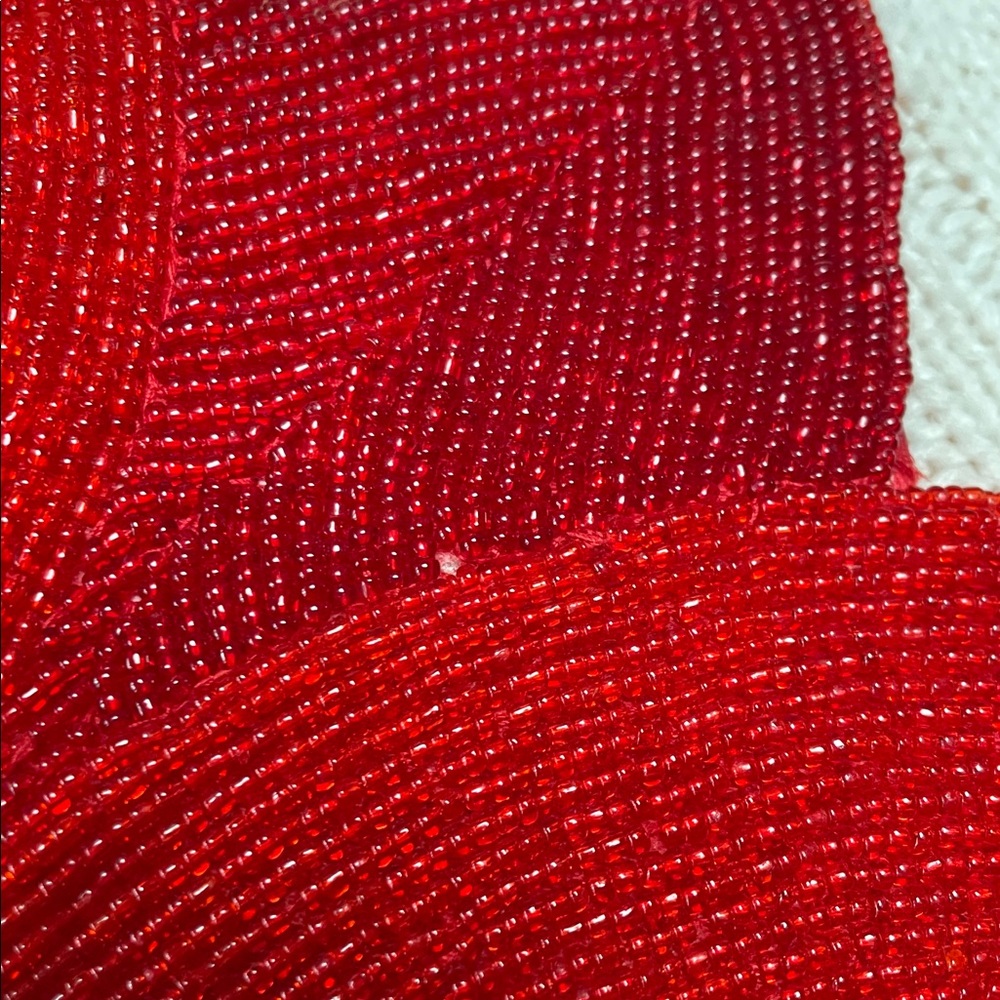 Living Quarters Glass Beaded Red Poinsettia Centerpiece Charger Placemat 15" - Picture 10 of 10